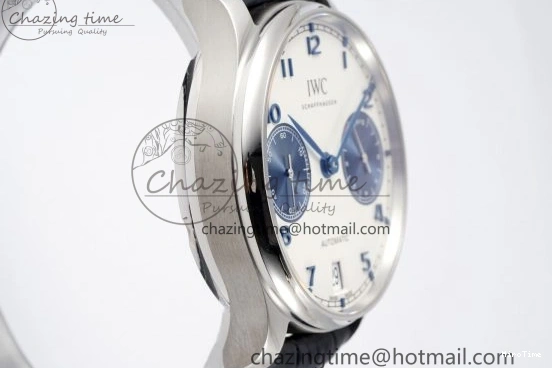 MIROTIME 0413 ZeroBulk Portuguese Real PR IW500715 SS AZF 1:1 Best Edition White Blue Dial on Blue Leather Strap A 7034
